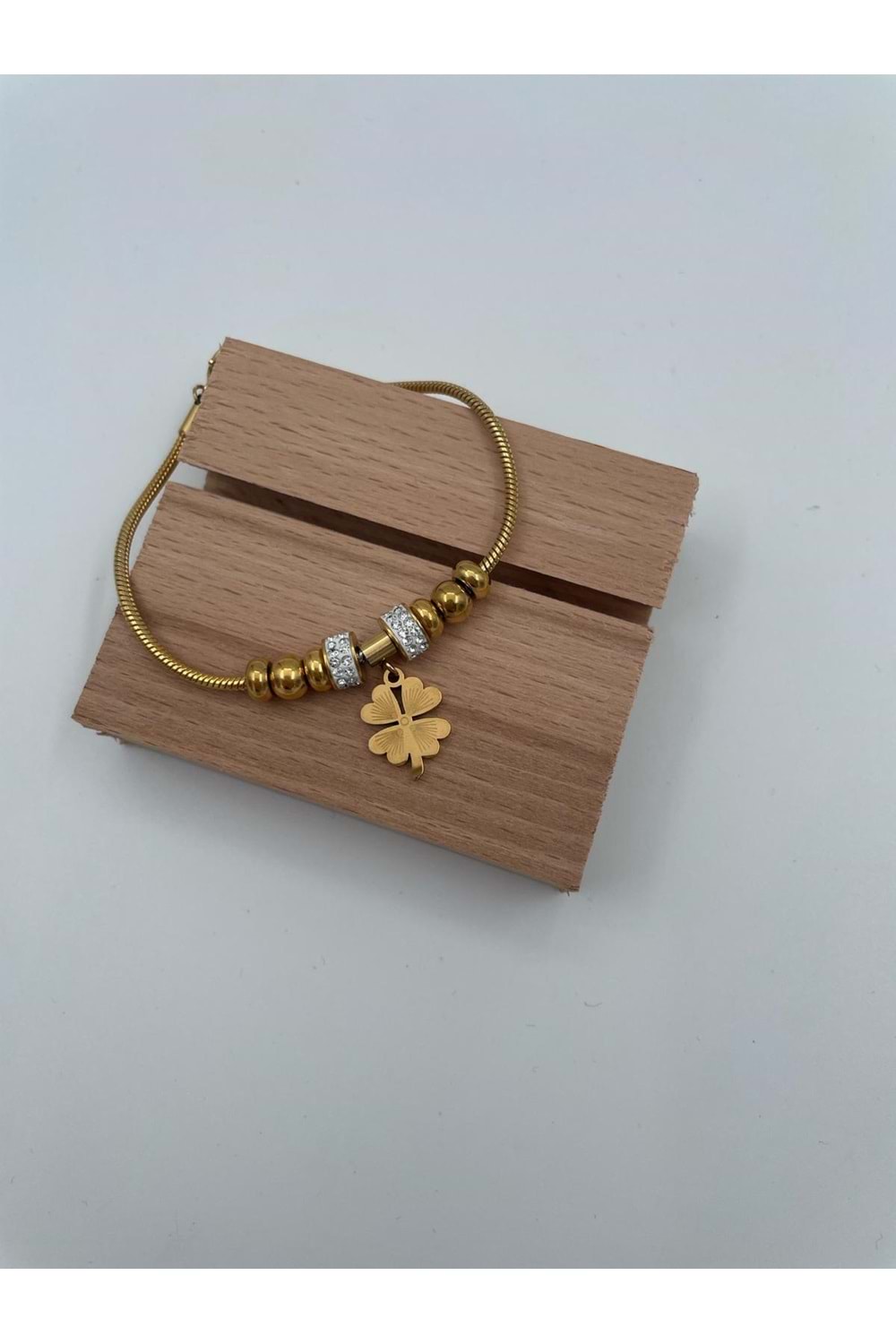 Xbaby Tek Çiçekli Çelik Gold Charmlı Bileklik