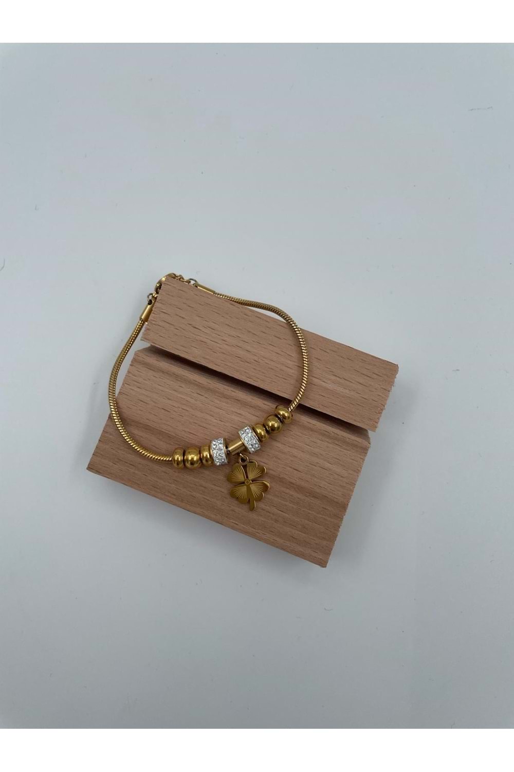 Xbaby Tek Çiçekli Çelik Gold Charmlı Bileklik