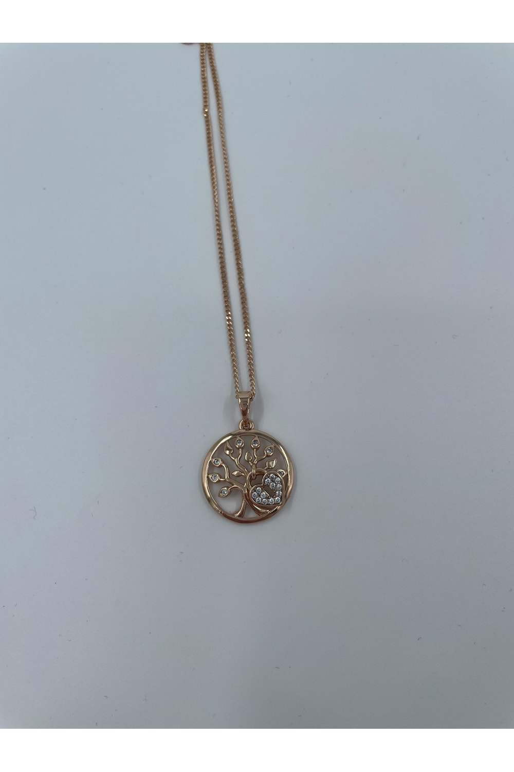 Xbaby İnce Zincirli Kalpli Rose Gold Hayat Ağacı Kolye