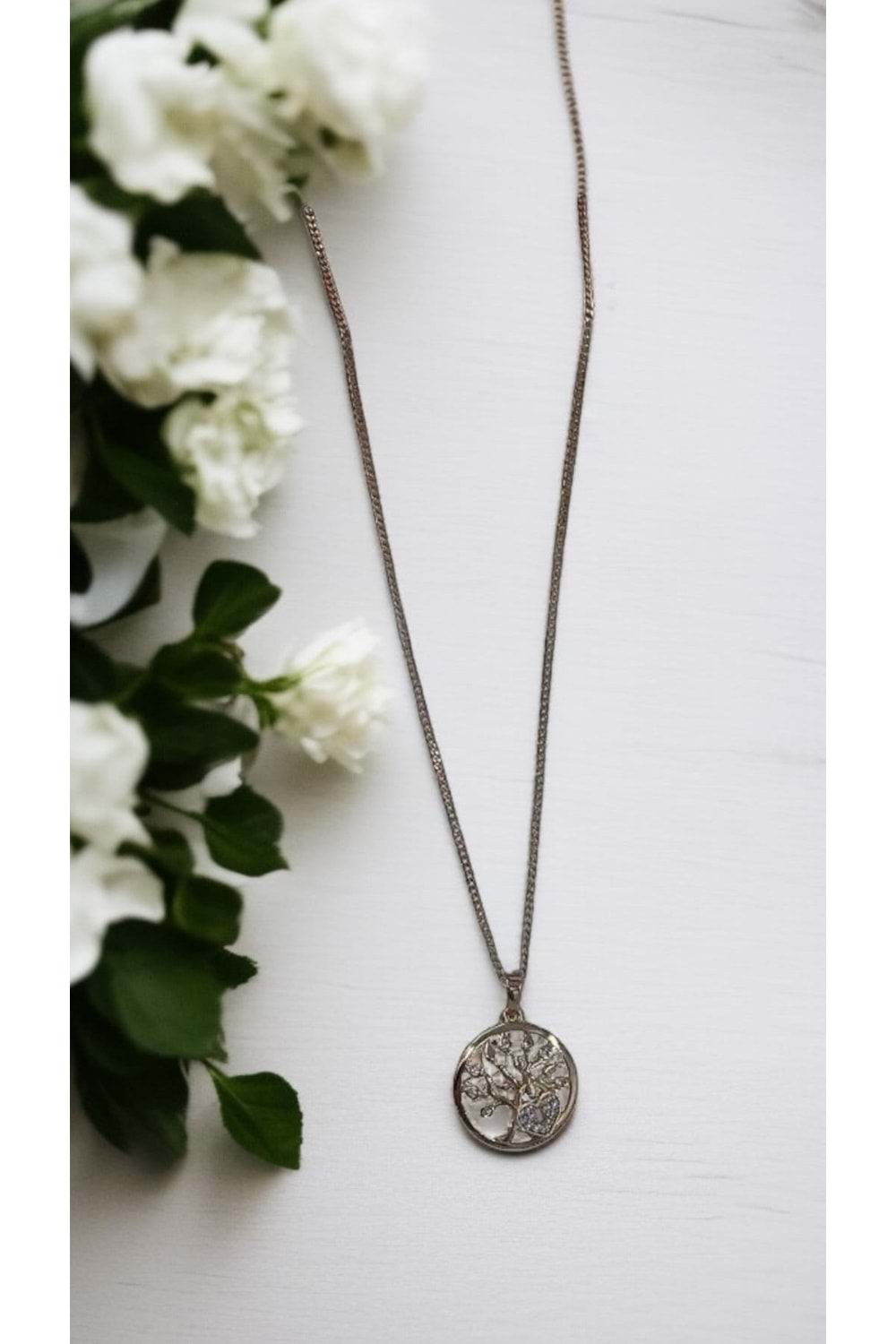 Xbaby İnce Zincirli Kalpli Rose Gold Hayat Ağacı Kolye