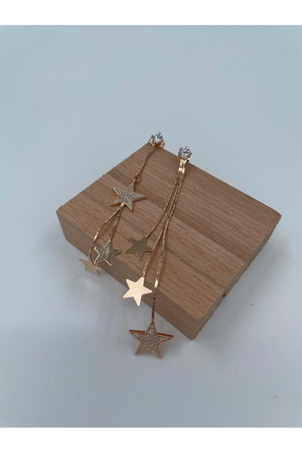 Xbaby Üçlü Taşlı Yıldızlı Rose Gold Sallanan Küpe
