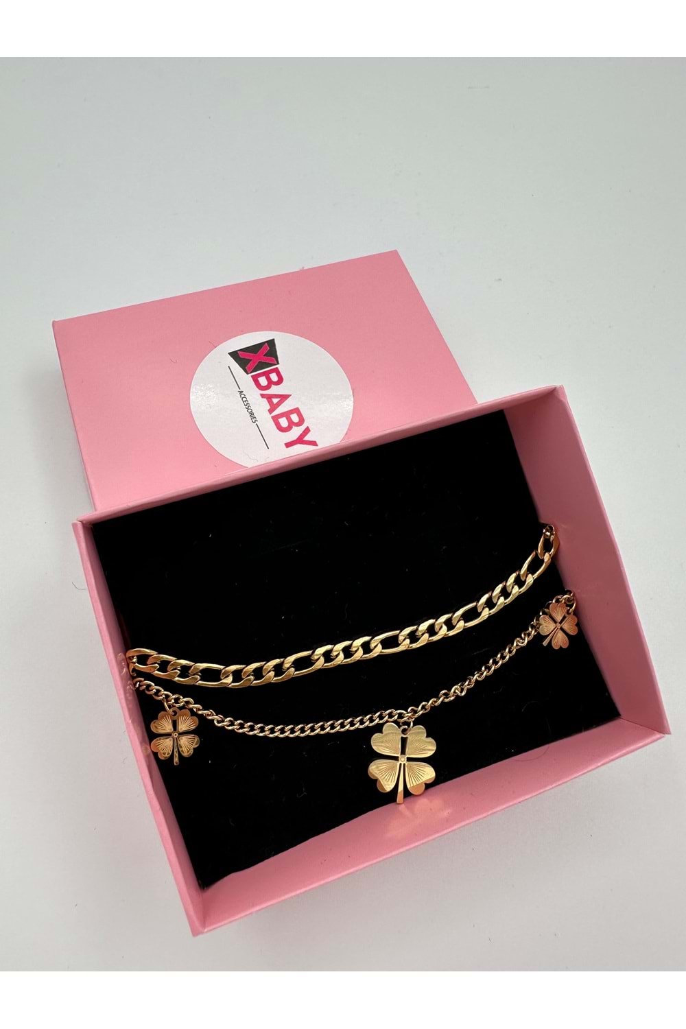 Xbaby Üç Yonca Şekilli Gold Çelik Bileklik