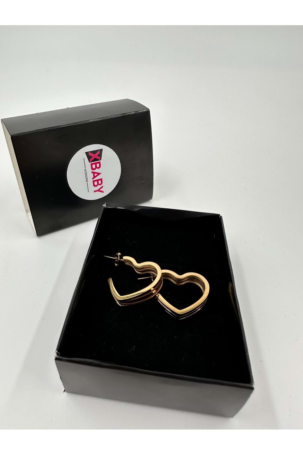 Xbaby 3 lü Kalp Halka Gold Küpe