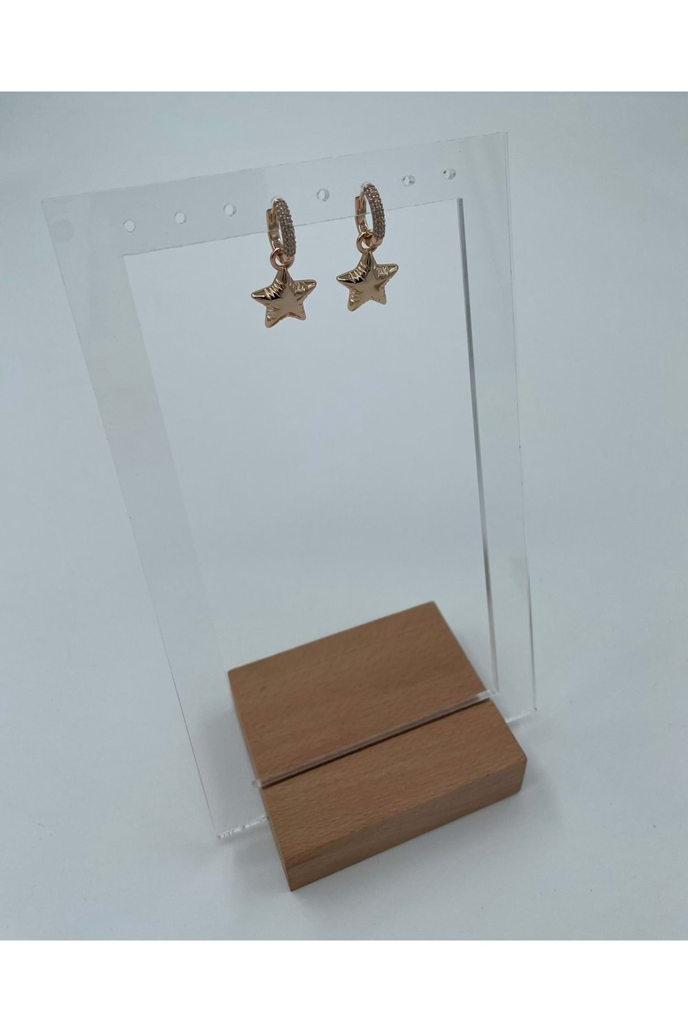 Xbaby Yıldız Şekilli Taşlı Halka Çelik Gold Küpe