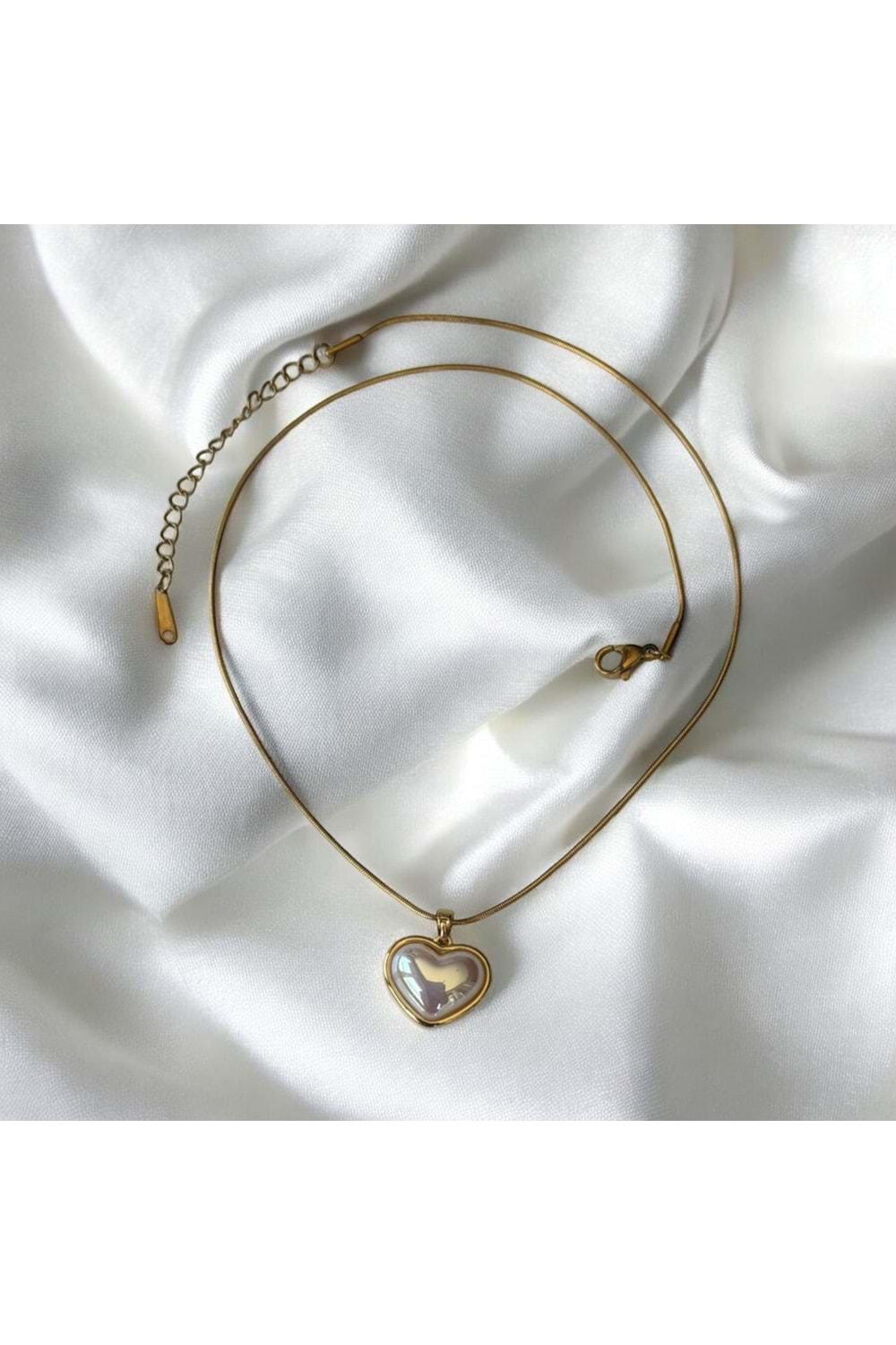 Xbaby İncili Kalp Gold Kolye
