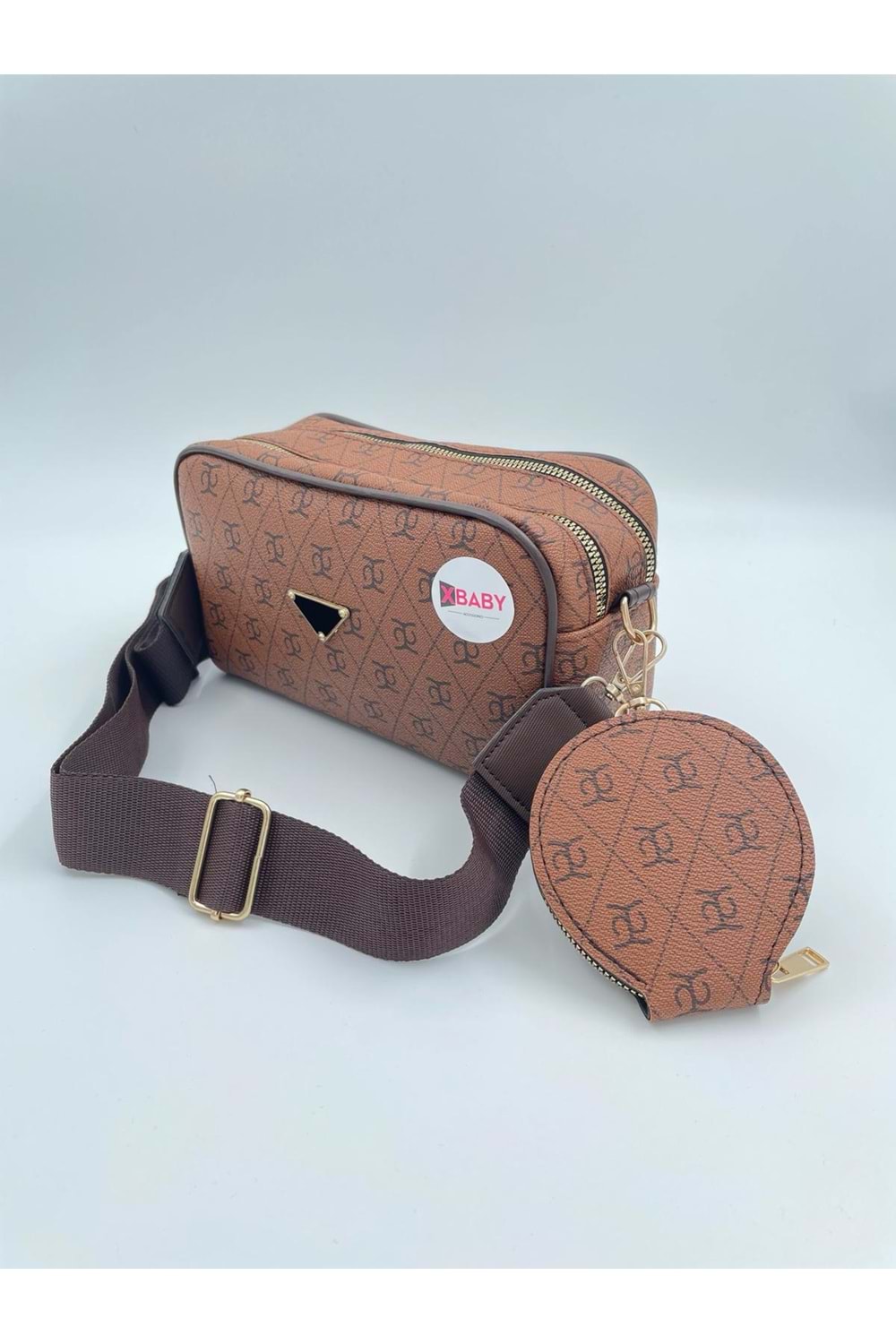 Xbaby Desenli Dikdörtgen Omuz Çantası Taba