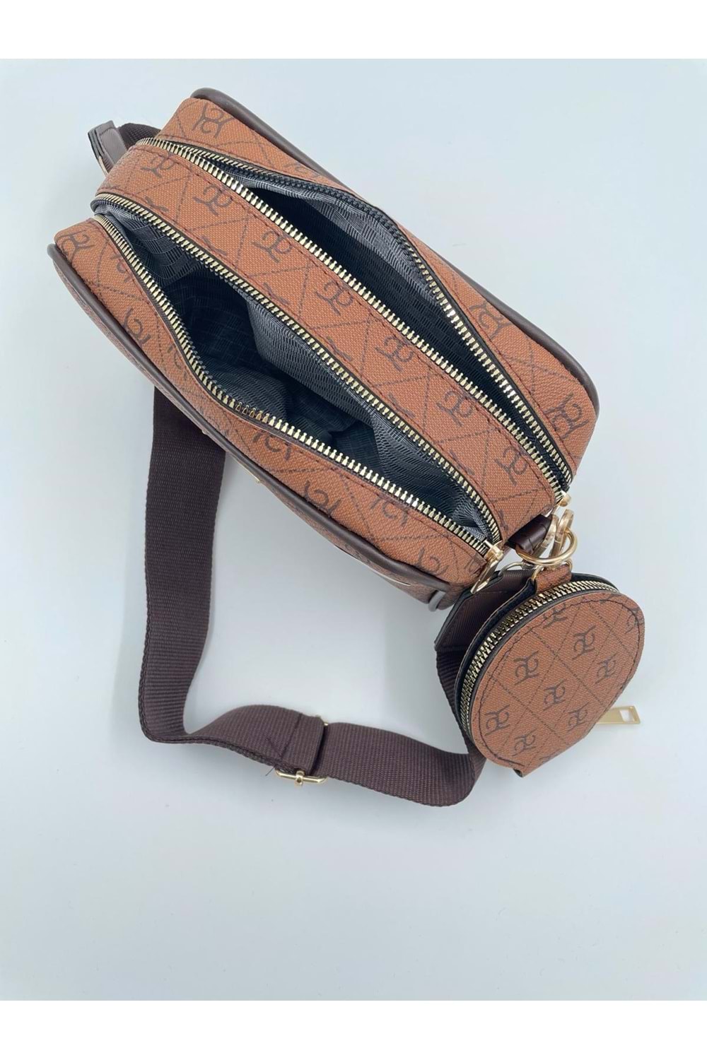 Xbaby Desenli Dikdörtgen Omuz Çantası Taba