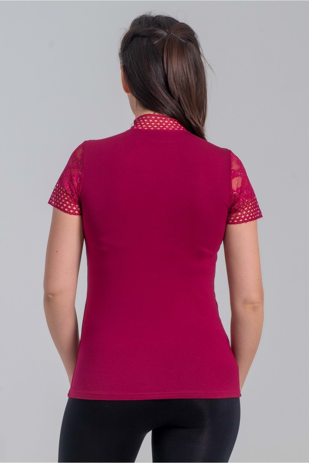 Belinay 8002 Kadın Dantelli Kısa Kol Body