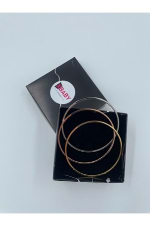 Xbaby Silver,Gold,Rose Gold Renkli 3 Lü Yassı Ajda Bileklik
