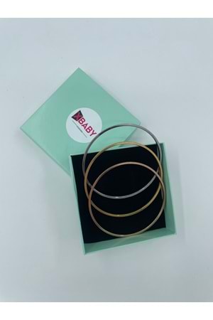 Xbaby Silver,Gold,Rose Gold Renkli 3 Lü Yassı Simli Ajda Bileklik
