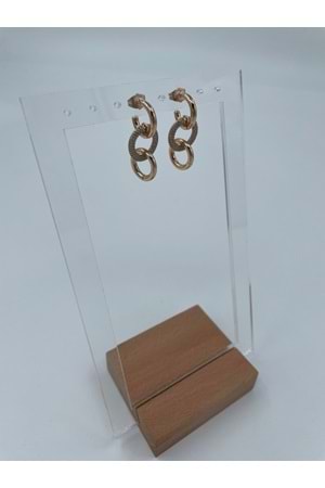 Xbaby Üçlü Halka Taşlı Rose Gold Küpe