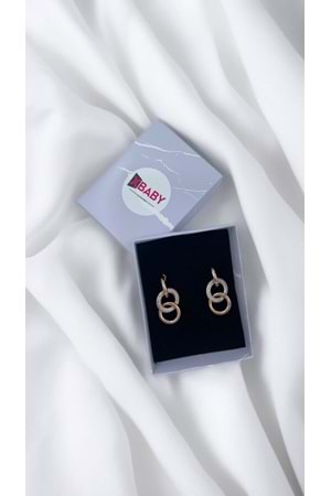 Xbaby Üçlü Halka Taşlı Rose Gold Küpe