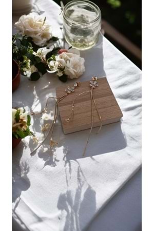 Xbaby Taşlı Papatya Rose Gold Sallanan Küpe