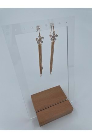 Xbaby Papatya Çiçekli Sıra Taşlı Rose Gold Sallanan Küpe