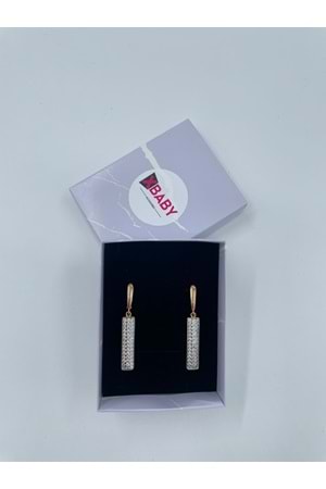 Xbaby Uzun Dikdörtgen Taşlı Rose Gold Sallanan Küpe
