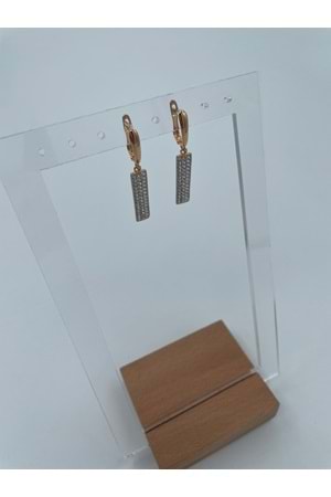 Xbaby Uzun Dikdörtgen Taşlı Rose Gold Sallanan Küpe
