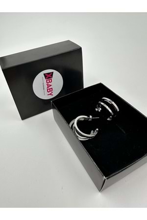 Xbaby 3 lü Yuvarlak Gümüş Renk Çelik Küpe