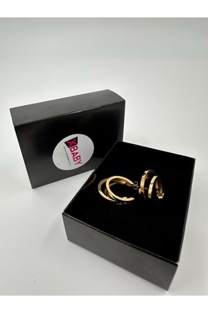 Xbaby 3 lü Yuvarlak Gold Çelik Küpe