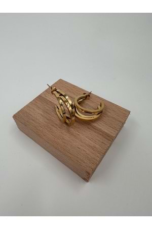 Xbaby 3 lü Yuvarlak Gold Çelik Küpe