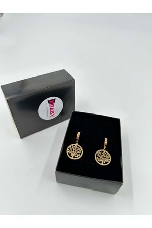 Xbaby Hayat Ağacı Gold Çelik Küpe