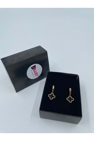 Xbaby Siyah Dolgulu Yonca Gold Küpe