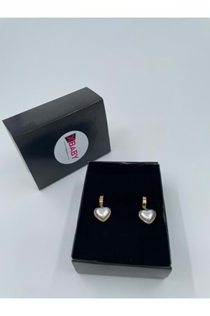 Xbaby Beyaz İnci Dolgulu Kalp Gold Küpe