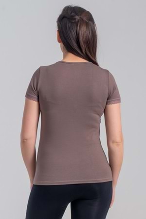 Belinay 8025 Kadın Dantelli Kısa Kol Body