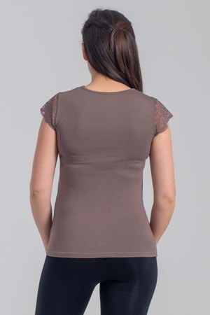 Belinay 8027 Kadın Likralı Dantelli V Yaka Body
