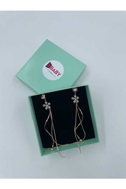 Xbaby Taşlı Papatya Rose Gold Sallanan Küpe