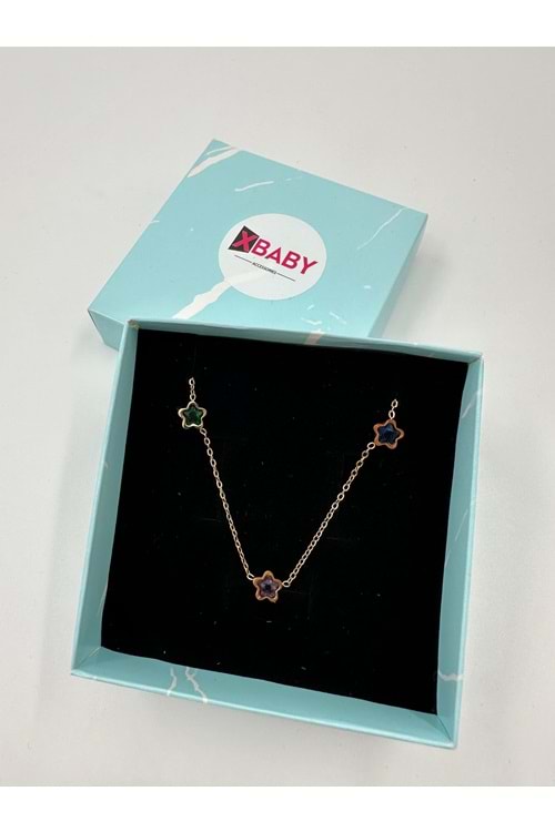 Xbaby Yıldız Taşlı Gold Kolye