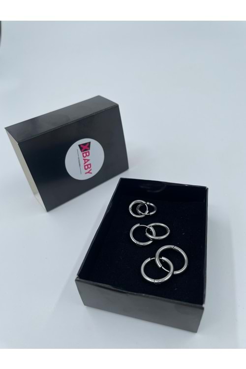 Xbaby Üçlü Set Küçük Halka Gümüş Renk Küpe