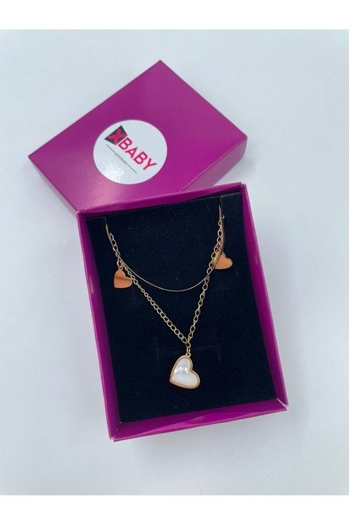 Xbaby İkili Kalp Gold Çelik Kolye