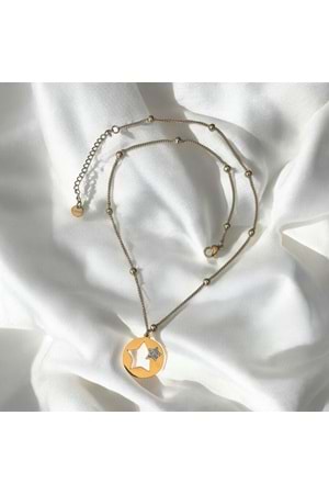 Xbaby Taşlı Yıldız Gold Kolye