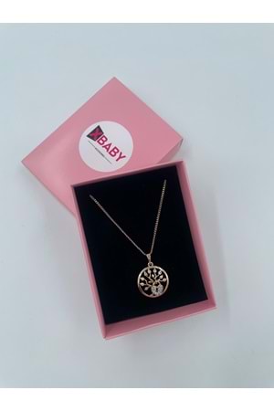 Xbaby İnce Zincirli Kalpli Rose Gold Hayat Ağacı Kolye