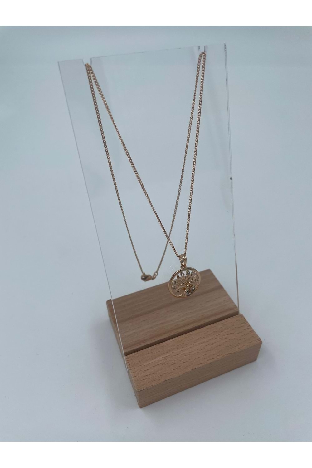 Xbaby İnce Zincirli Kalpli Rose Gold Hayat Ağacı Kolye