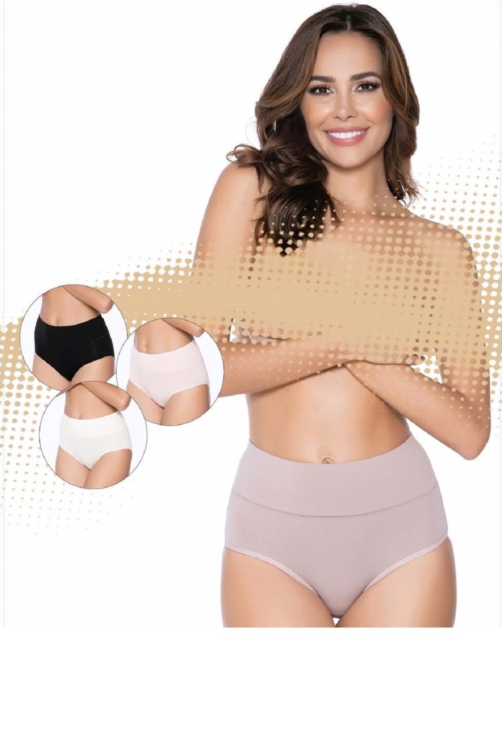 Belinay 3002 Kadın Yüksek Bel Külot SiyahEkruPudraVizon 4 lü Paket